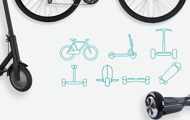 iconos de diferentes tipos de bicicletas y patinetes